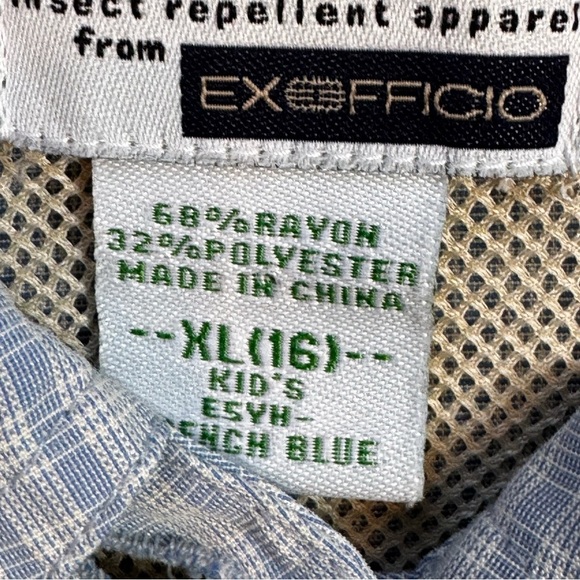 ExOfficio Kids Button Down Insect Shield Shirt - White Plaid - Picture 3 of 4